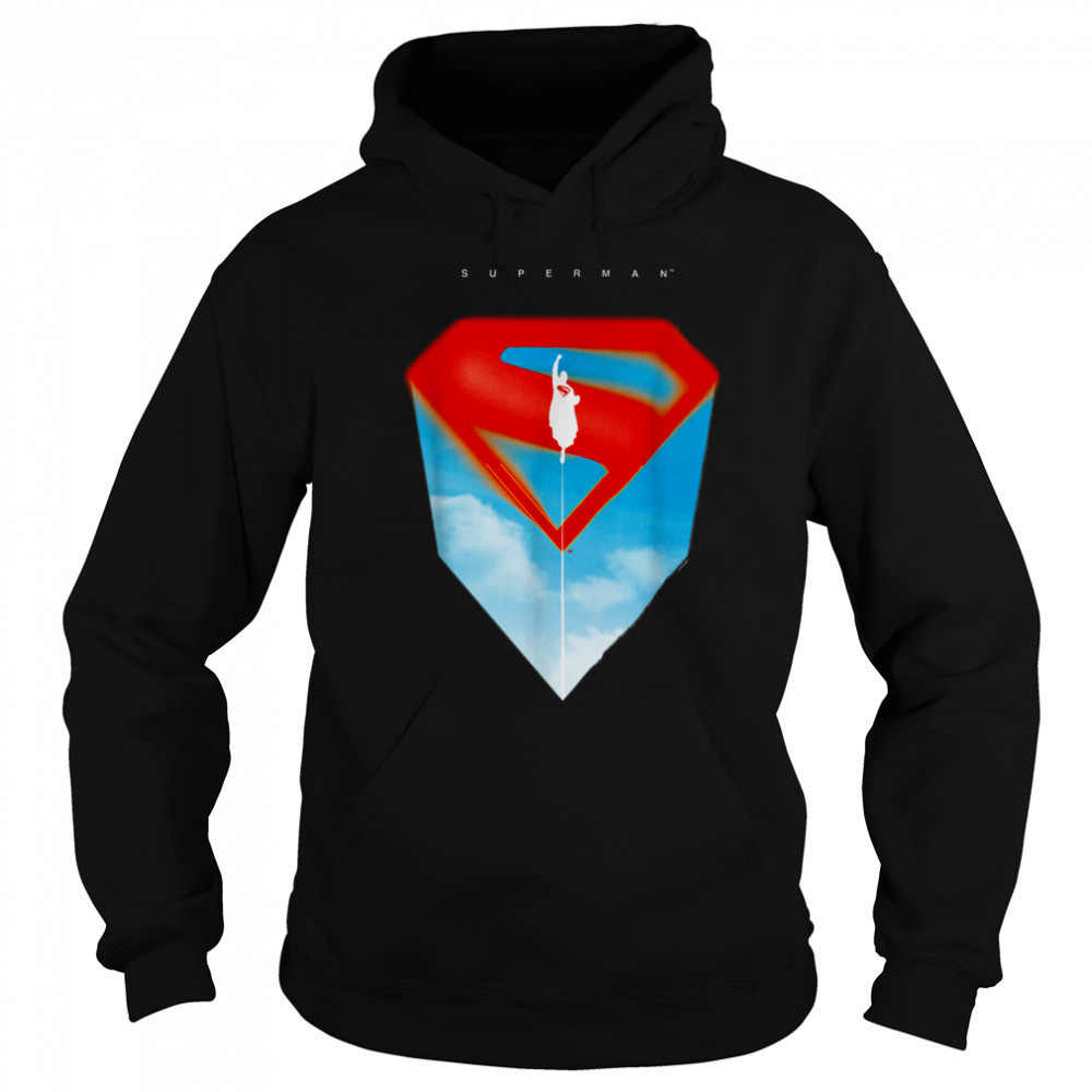 Superman (2025) Flying Silhouette Red S Shield Logo T Shirt Hoodie