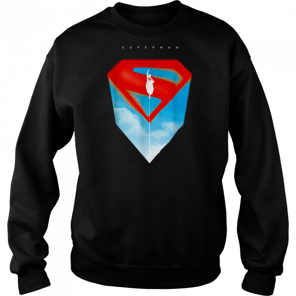 Superman (2025) Flying Silhouette Red S Shield Logo T Shirt Sweatshirt