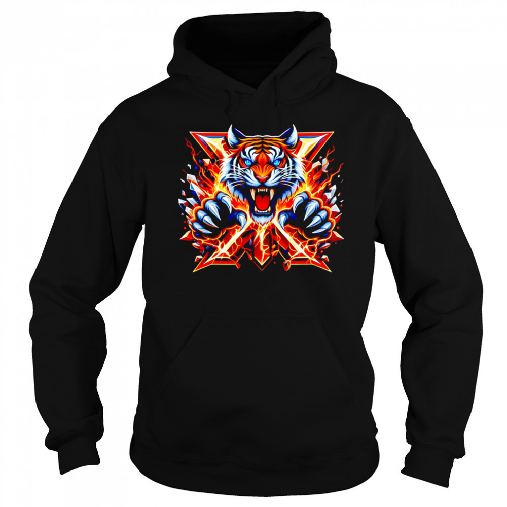 X burning Tiger cute funny animal shirt Hoodie
