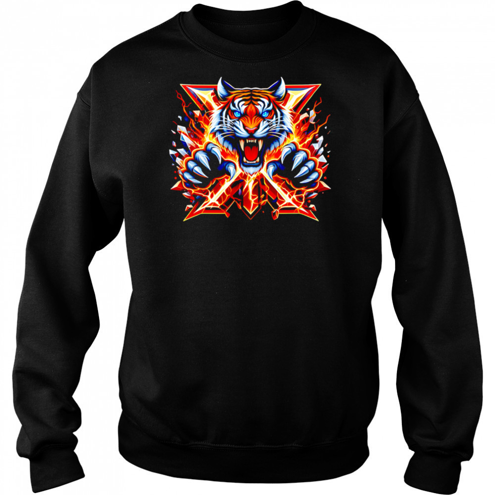 X burning Tiger cute funny animal shirt Sweatshirt