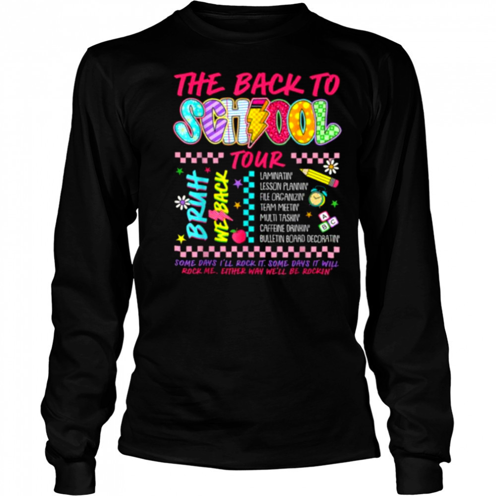 Retro Lightning Bolt ABCD Back To School Tour Teacher Funny Shirt Long Sleeved