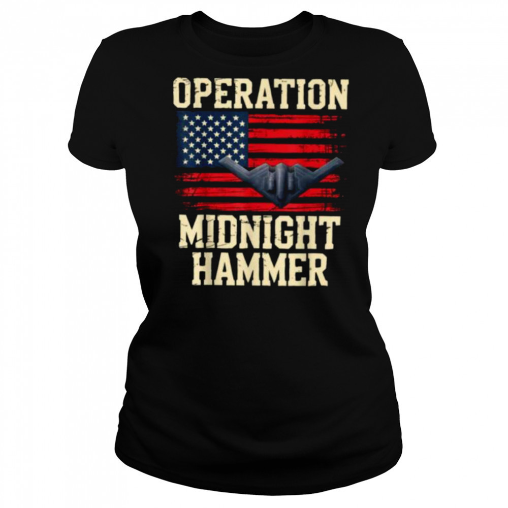 Retro Midnight Hammer B 2 Stealth Jet Operation USA Flag T Shirt Women's T-shirt