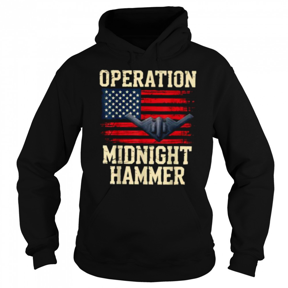 Retro Midnight Hammer B 2 Stealth Jet Operation USA Flag T Shirt Hoodie