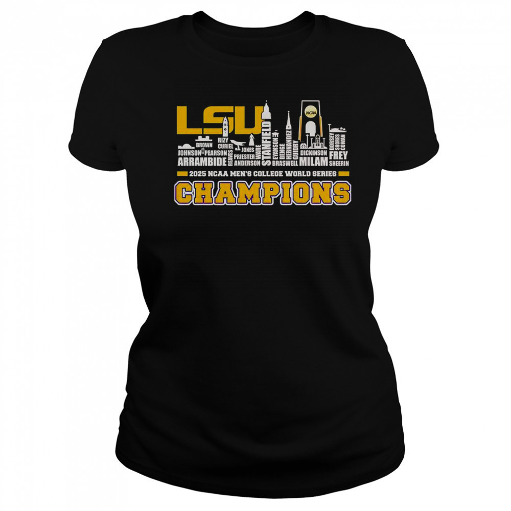 Skyline Name LSU Tigers 2025 NCAA Men’s College World Series Champions T-Shirt Women's T-shirt