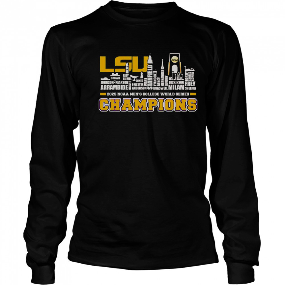 Skyline Name LSU Tigers 2025 NCAA Men’s College World Series Champions T-Shirt Long Sleeved