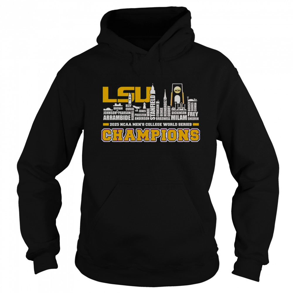 Skyline Name LSU Tigers 2025 NCAA Men’s College World Series Champions T-Shirt Hoodie
