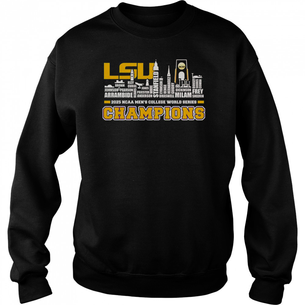 Skyline Name LSU Tigers 2025 NCAA Men’s College World Series Champions T-Shirt Sweatshirt