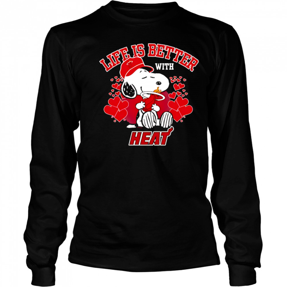 Snoopy Life is Better with Miami Heat shirt Long Sleeved