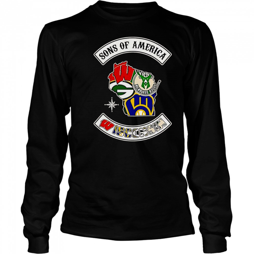 Sons Of America Wisconsin Sports T-Shirt Long Sleeved