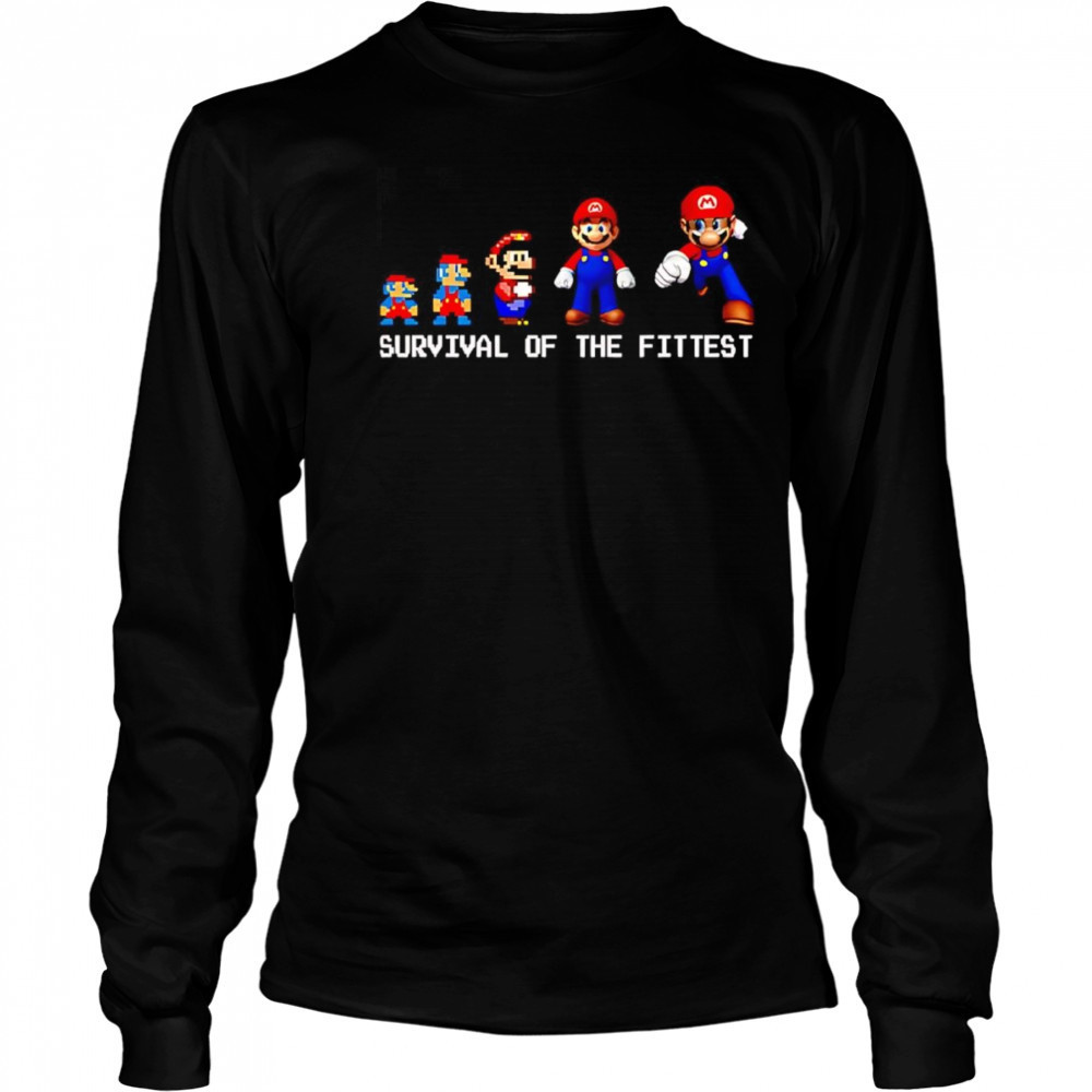 Survival of the fittest Mario shirt Long Sleeved