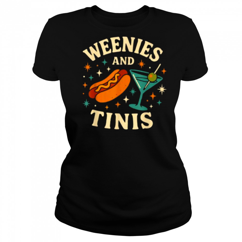 Weenies and Tinis Retro Hotdog Martini Party Art T Shirt Women's T-shirt