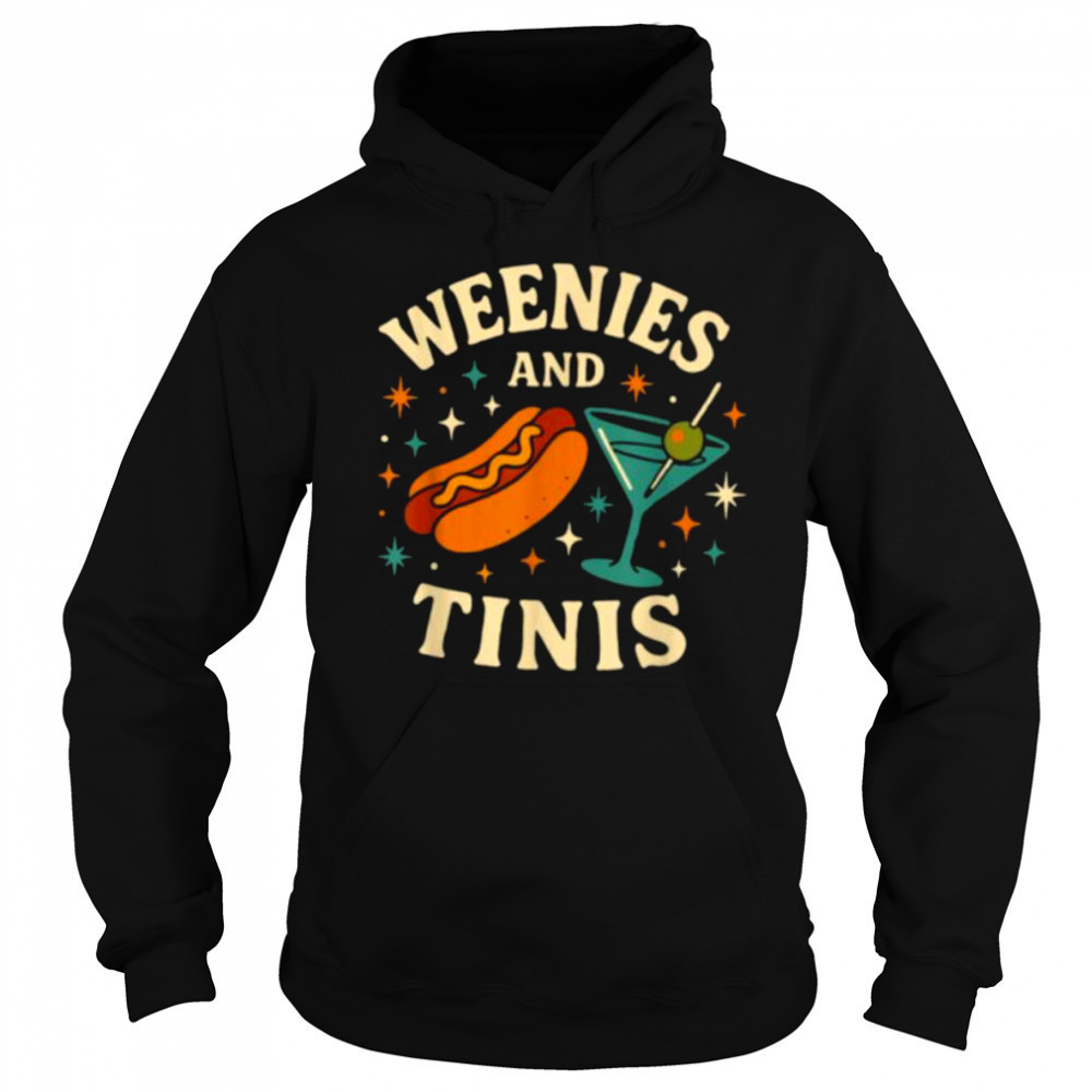 Weenies and Tinis Retro Hotdog Martini Party Art T Shirt Hoodie