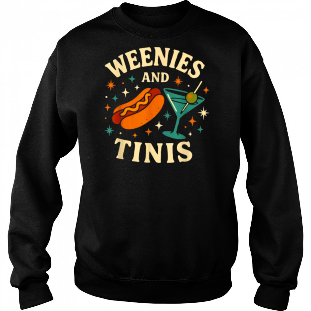Weenies and Tinis Retro Hotdog Martini Party Art T Shirt Sweatshirt